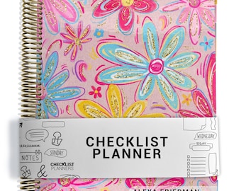 Checklist Planner, To Do List Planner, 2026-2027, Personalized Weekly Planner, Happy Floral