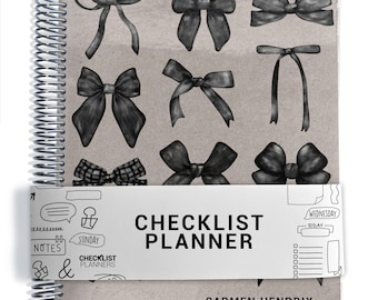 Checklist Planner with Goth Cover, To Do List Planner, 2026-2027, Personalized Weekly Planner, Dark Coquette