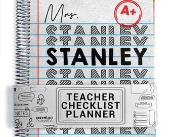 TEACHER Checklist Planner, Lesson Planner, 2026-2027, School Year, Personalized Teacher Planner, A Plus Name