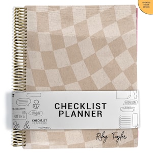 Checklist Planner, To Do List Planner, 2026-2027, Personalized Weekly Planner, Tan Wavy Checker