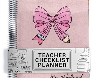 TEACHER Checklist Planner, Lesson Planner, 2026-2027, School Year, Personalized Teacher Planner, Teacher Coquette Cover