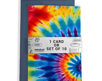 10 Greeting Cards or 1 Card, Blank Cards, Set of 10, Set of 20, Birthday, Christmas, Thank You, Get Well, Holiday, Tie Dye