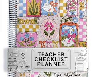 TEACHER Checklist Planner, Lesson Planner, 2026-2027 School Year, Personalized Teacher Planner, Silly Goose