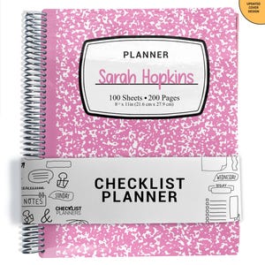 Planificador de listas de verificación, planificador de tareas pendientes 2025-2026, planificador semanal personalizado, composición rosa