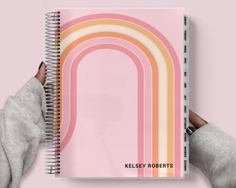 Pink Retro Rainbow Checklist Planner, Personalized Planner 2024-2025, To Do List Planner, Weekly To Do List, Vertical or Horizontal 002