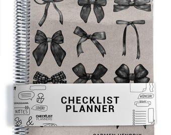 Checklist Planner with Goth Cover, To Do List Planner, 2026-2027, Personalized Weekly Planner, Dark Coquette