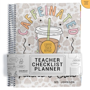 a spiral notebook with a drawing of a cup of coffee