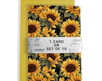 10 Greeting Cards or 1 Card, Blank Cards, Set of 10, Set of 20, Birthday, Christmas, Thank You, Get Well, Holiday, Sunflowers