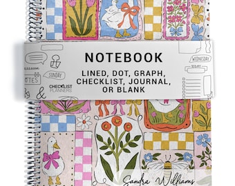 Notebook, Lined, Checklists, Dot Grid, Graph, Journal, Diary, or Blank Pages, Silly Goose - Silver Coil