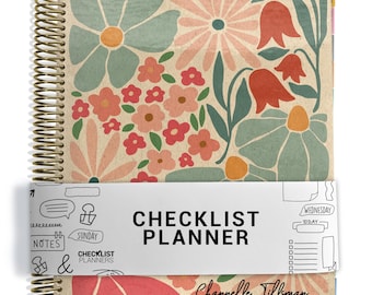Checklist Planner, To Do List Planner, 2026-2027, Personalized Weekly Planner, Abstract Flowers