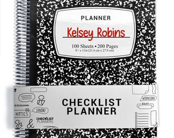 Checklist Planner, To Do List Planner, 2026-2027, Personalized Weekly Planner, Composition