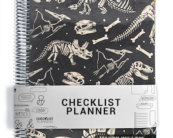 Checklist Planner, To Do List Planner, 2026-2027, Personalized Weekly Planner, Dino Fossils
