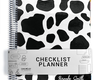 Checklist Planner, To Do List Planner, 2026-2027, Personalized Weekly Planner, Cow Print