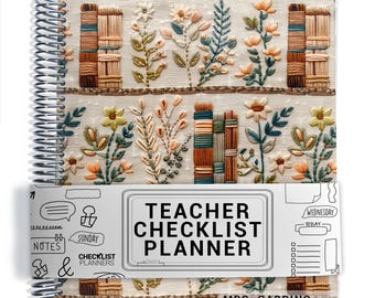 TEACHER Checklist Planner, Lesson Planner, 2026-2027 School Year, Personalized Teacher Planner, Wildflower Books Cover