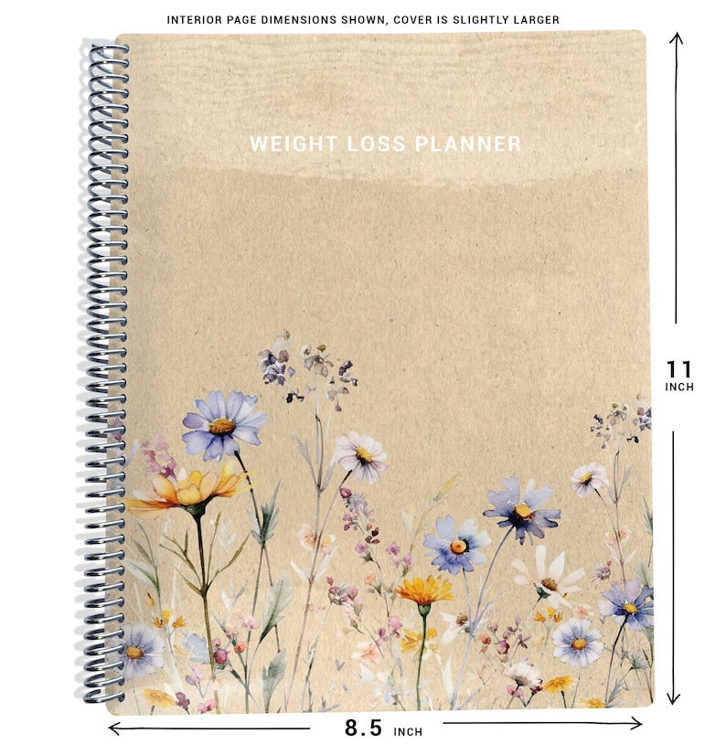 Weight Loss Planner, Weight Loss Tracker, Fitness Planner, Weight Loss Journal, Workout Planner, Meal Chart, Wildflowers image 2