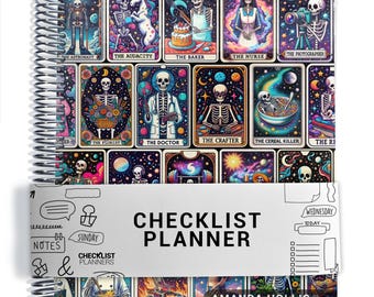 Checklist Planner with Goth Cover, To Do List Planner, 2026-2027, Personalized Weekly Planner, Tarot Cards