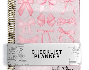 Checklist Planner, To Do List Planner, 2026-2027, Personalized Weekly Planner, Soft Girl Coquette