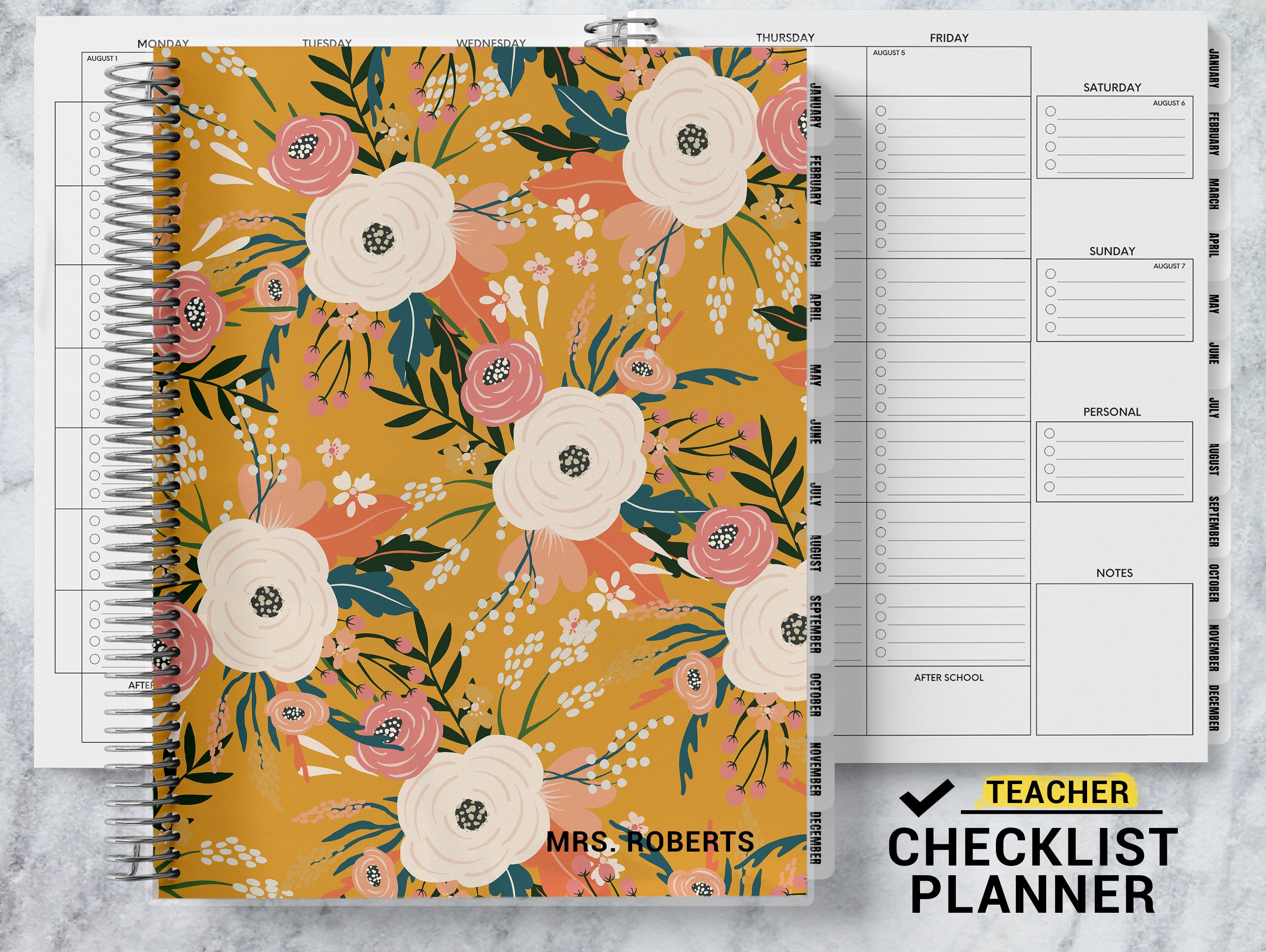 TEACHER Checklist Planner Personalized Planner Teacher Etsy