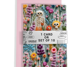 10 Greeting Cards or 1 Card, Blank Cards, Set of 10, Set of 20, Birthday, Christmas, Thank You, Get Well, Holiday, Goth, Skeleton Garden