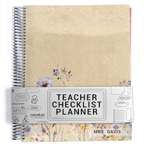 TEACHER Checklist Planner, Lesson Planner, 2026-2027, School Year, Personalized Teacher Planner, Wildflowers