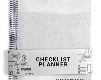 Checklist Planner, To Do List Planner, 2026-2027, Personalized Weekly Planner, Minimalist GRAY