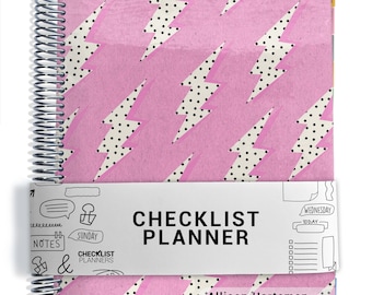 Checklist Planner, To Do List Planner, 2026-2027, Personalized Weekly Planner, Lightning Bolt