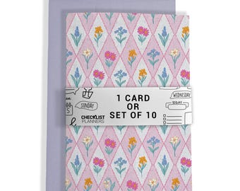 10 Greeting Cards or 1 Card, Blank Cards, Set of 10, Set of 20, Birthday, Christmas, Thank You, Get Well, Holiday, Wallpaper Floral