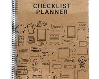 Custom 2026-2027 Planner, Personalized Planner, Simple Checklist Planner, Weekly To Do List Planner, Laminated Kraft Cover