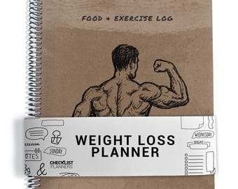 Men's Weight Loss Planner, Weight Loss Tracker for Men, Fitness Planner, Weight Loss Journal, Workout Planner, Meal Chart, Food Exercise Log