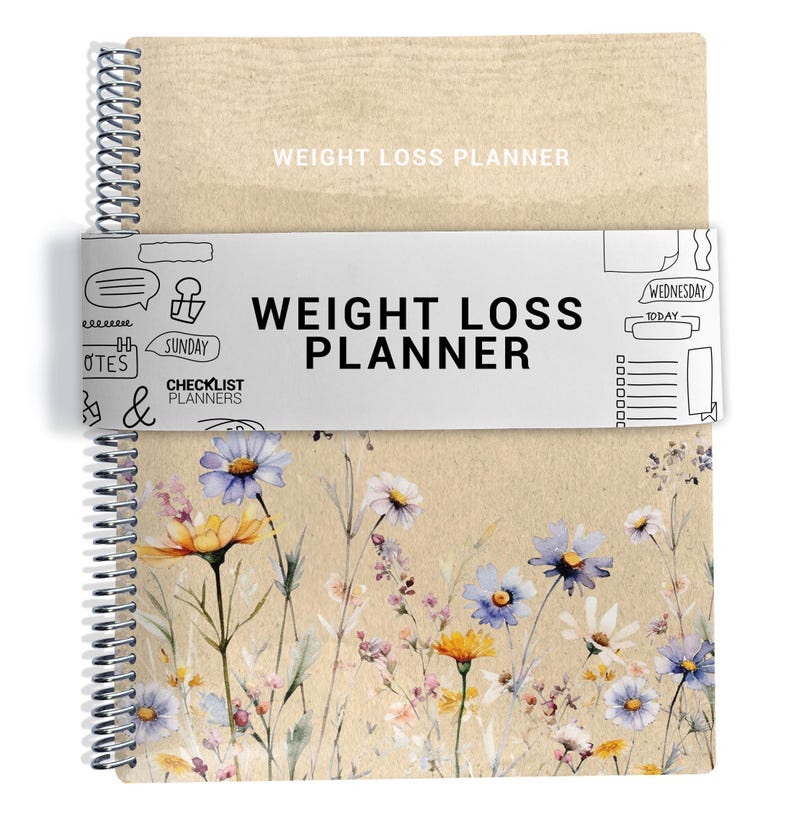Weight Loss Planner, Weight Loss Tracker, Fitness Planner, Weight Loss Journal, Workout Planner, Meal Chart, Wildflowers image 1