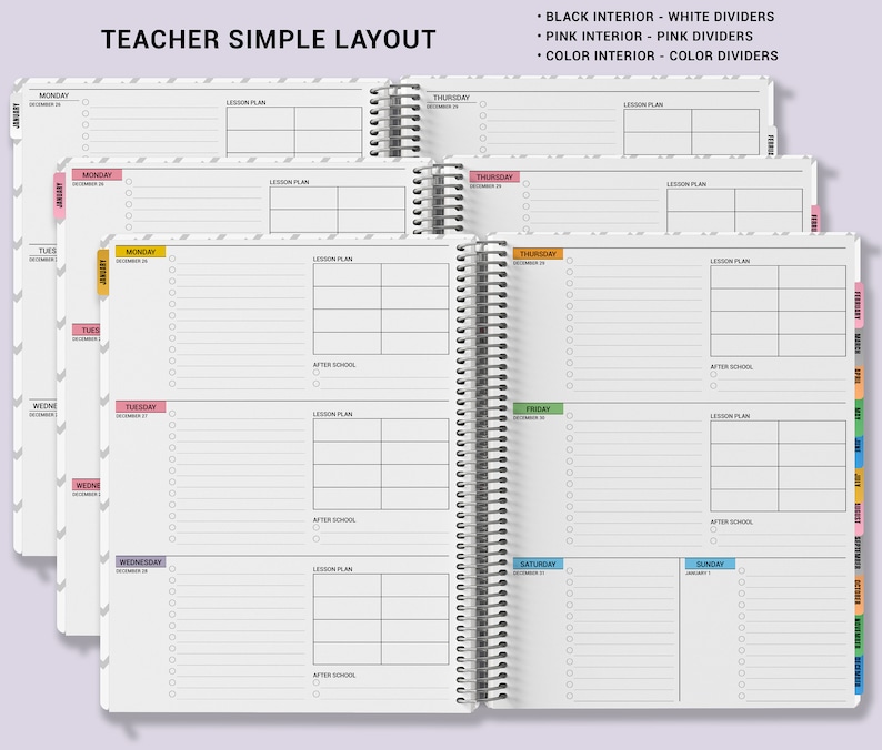 a set of three notebooks with a teacher's simple layout