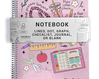 Teacher Notebook, Lined, Checklists, Dot Grid, Graph, Journal, Diary, or Blank Pages, Doing Teacher Stuff - Silver Coil