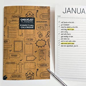 Perpetual Calendar, 5.5x8.5inch, Monthly Checklist Book, Appointment Book, Perpetual Travelers Notebook, Flexible Cover