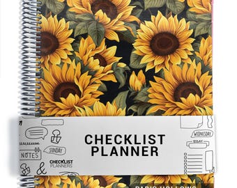 Checklist Planner, To Do List Planner, 2026-2027, Personalized Weekly Planner, Sunflowers