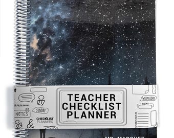 Male TEACHER Checklist Planner, Lesson Planner, 2026-2027, School Year, Personalized Teacher Planner, Starry Sky Night
