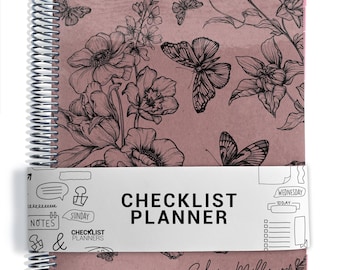 Checklist Planner, To Do List Planner, 2026-2027, Personalized Weekly Planner, Butterfly Floral