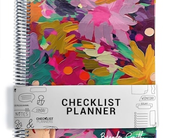 Checklist Planner, To Do List Planner, 2026-2027, Personalized Weekly Planner, Paint Strokes
