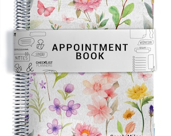 Appointment Book, 12 Months, Hairstylist, Esthetician, Secretary, To Do List, 2026-2027, Personalized Weekly Planner, Watercolor Wildflowers