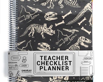 TEACHER Checklist Planner, Lesson Planner, 2026-2027, School Year, Personalized Teacher Planner, Dino Fossils