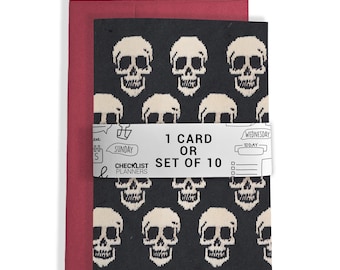 10 Greeting Cards or 1 Card, Blank Cards, Set of 10, Set of 20, Birthday, Christmas, Thank You, Get Well, Holiday, Goth, Skull Sweater