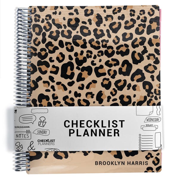 Checklist Planner, To Do List Planner, 2026-2027, Personalized Weekly Planner, Leopard Print, Cheetah Print