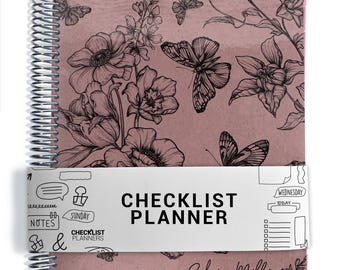 Checklist Planner, To Do List Planner, 2026-2027, Personalized Weekly Planner, Butterfly Floral