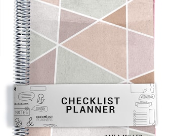 Checklist Planner, To Do List Planner, 2026-2027, Personalized Weekly Planner, Geometric