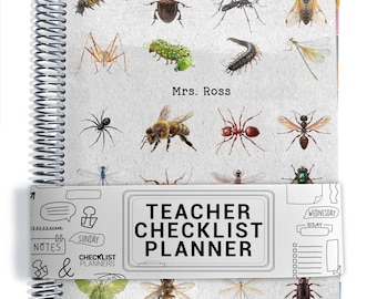 TEACHER Checklist Planner, Lesson Planner, 2026-2027, School Year, Personalized Teacher Planner, Insects