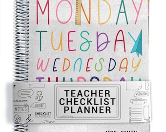 TEACHER Checklist Planner, Lesson Planner, 2026-2027, School Year, Personalized Teacher Planner, Week Days Cover