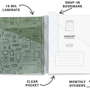 a spiral notebook with a checklist planner inside