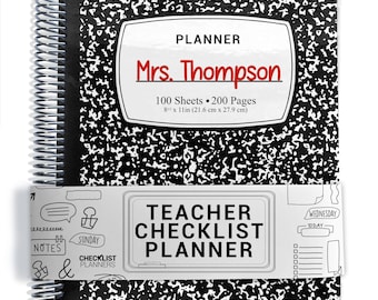 TEACHER Checklist Planner, Lesson Planner, 2026-2027, School Year, Personalized Teacher Planner, Composition
