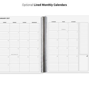 The image is a spiral-bound notebook with a calendar page for January 2021. The page is divided into two columns, with the left column listing the days of the week and the right column listing the days of the month. The page also includes a section for a to-do list and a section for a calendar for the month of January.