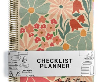 Checklist Planner, To Do List Planner, 2026-2027, Personalized Weekly Planner, Abstract Flowers