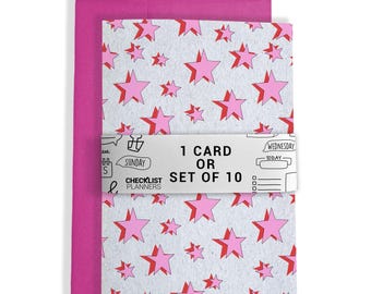 10 Greeting Cards or 1 Card, Blank Cards, Set of 10, Set of 20, Birthday, Christmas, Thank You, Get Well, Holiday, Star Ship